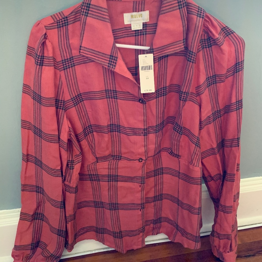 New Anthropologie Pink fitted blouse